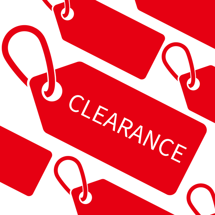 Red Clearance tags on white background